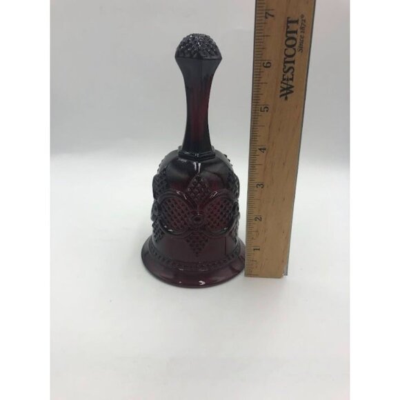 Vintage Dark Ruby Red Ornate Glass Bell Decorative Collectible - Picture 8 of 9